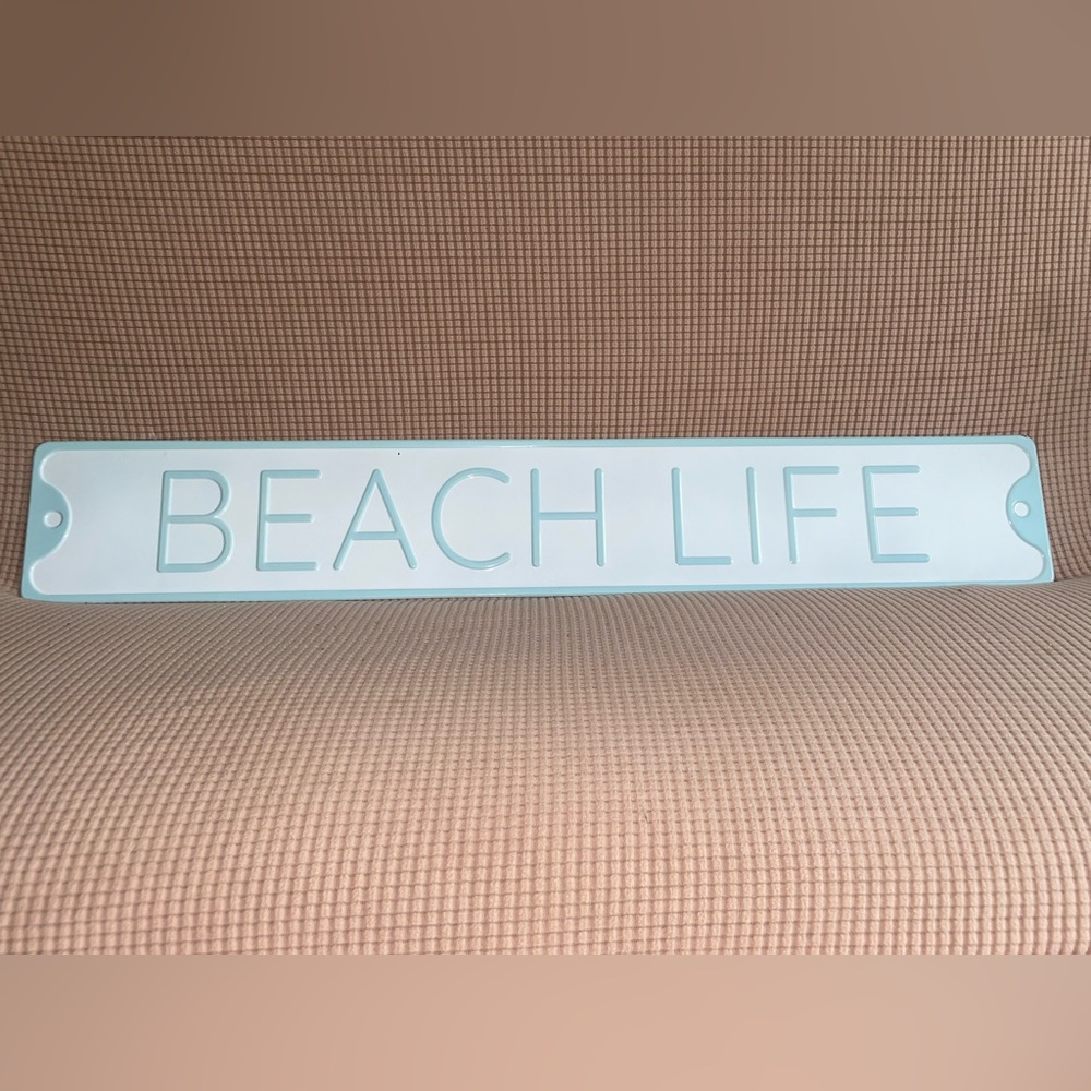 BEACH LIFE metal wall sign